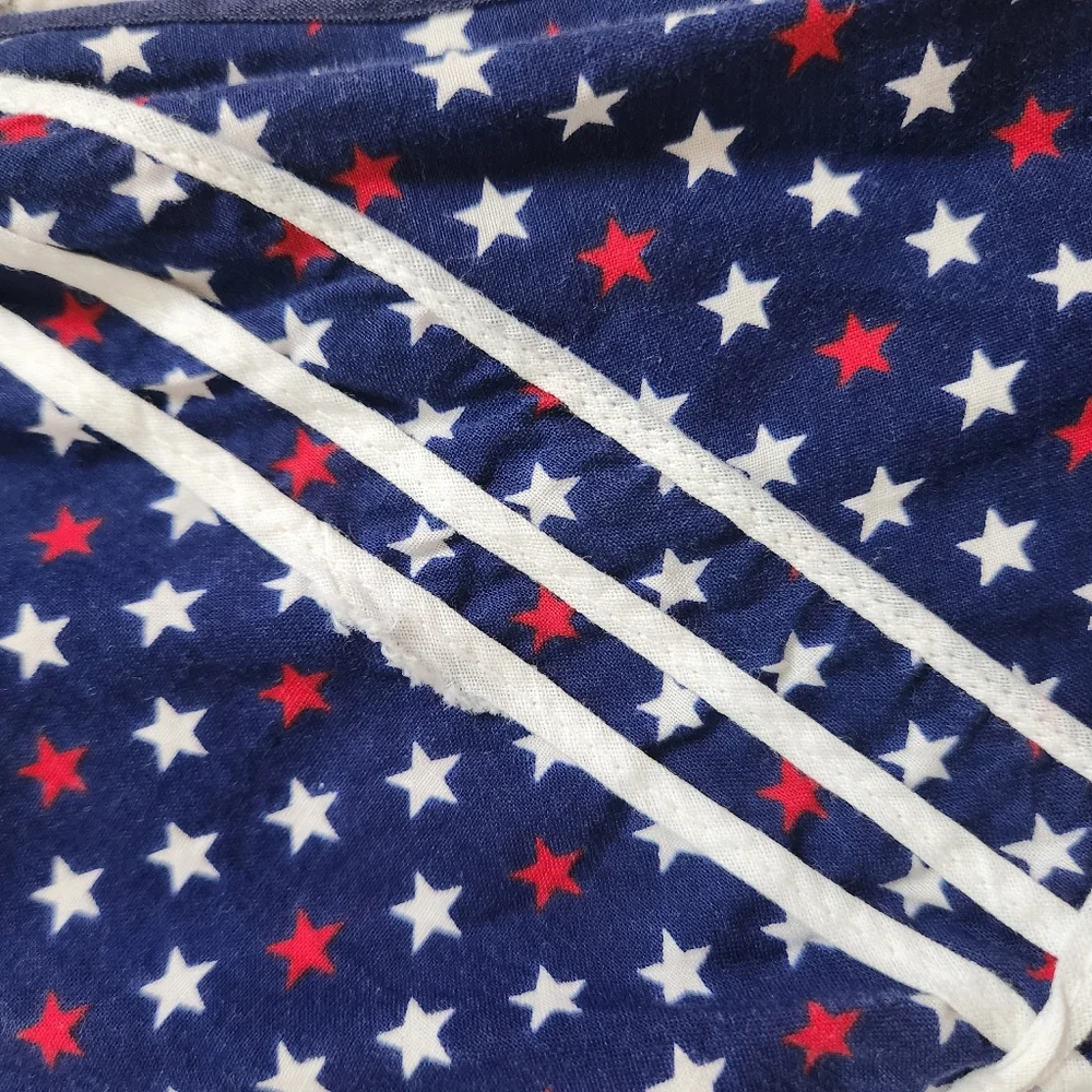 Vintage 50s Apron Handmade Patriotic Red White Blue Stars Stripes Americana